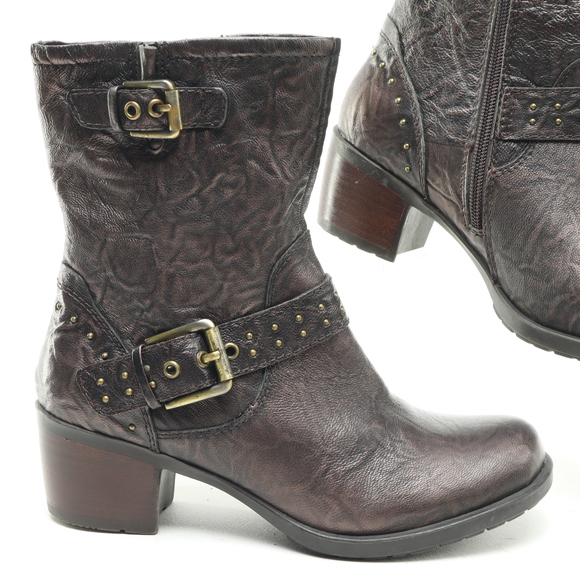 Earth Denali Altitude Leather Bootie Heeled Boot Women‘s 7 Brown - Picture 1 of 16